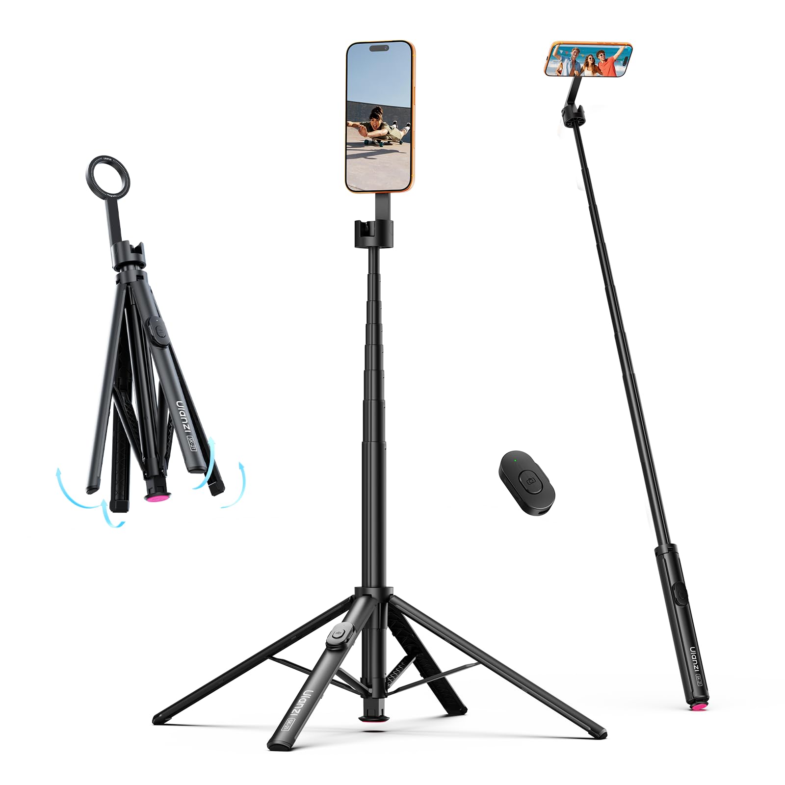 Amazon | Ulanzi SK-21 自撮り棒 スマホ三脚 180cm ワンタッチ自動開閉