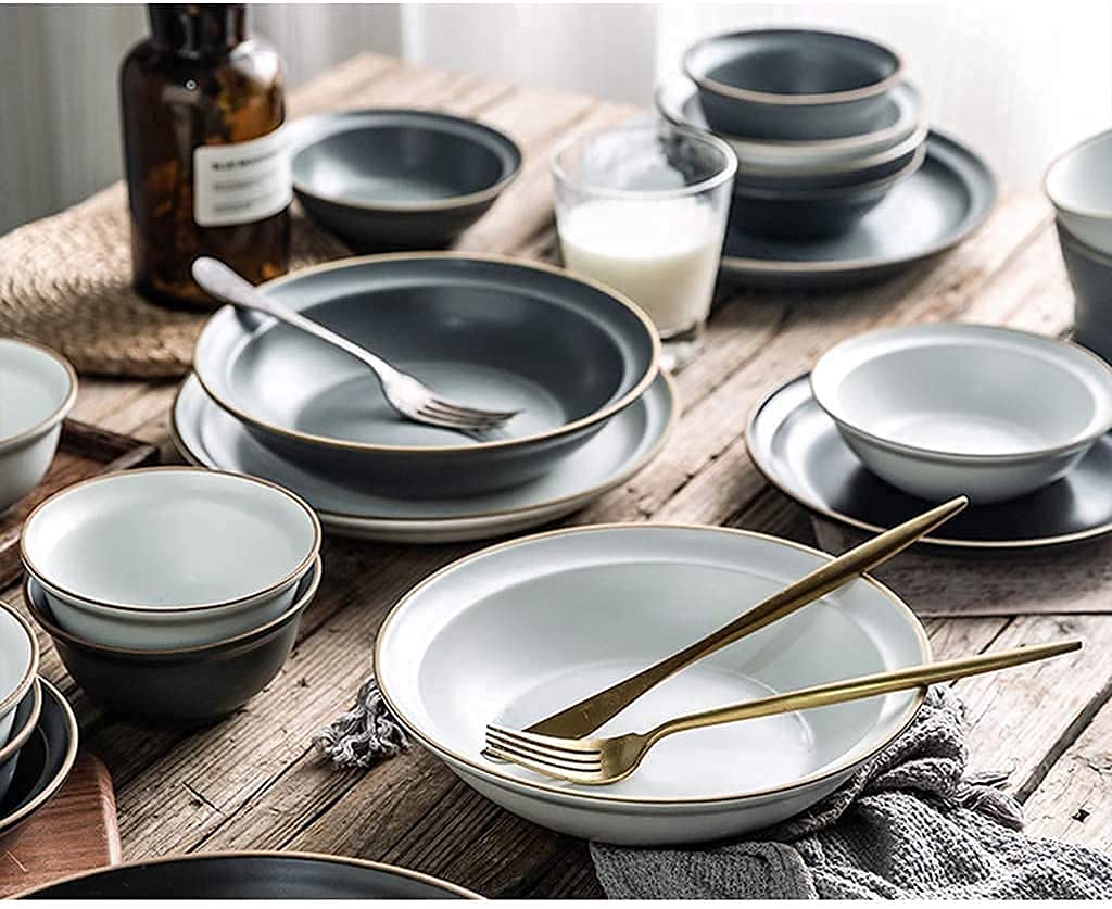 Ensembles de Vaisselle Ensemble de Vaisselle, Ensembles de dîner en céramique, Bol en Porcelaine émaillée de Style Nordique avec mélange de Couleurs, Assiette à(