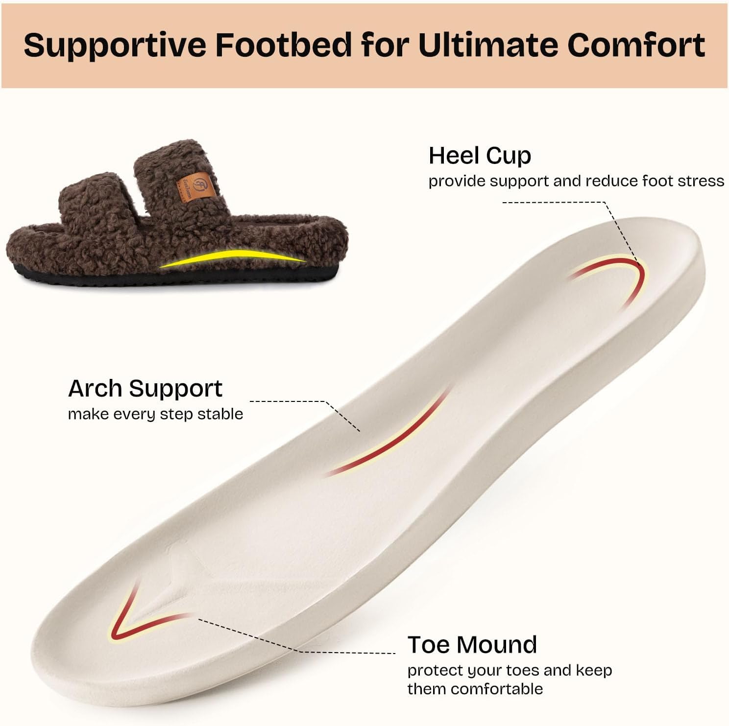 EverFoams Womens Fuzzy Open-toe Slippers Soft Comfy Memory Foam Indoor House Shoes - Image 4