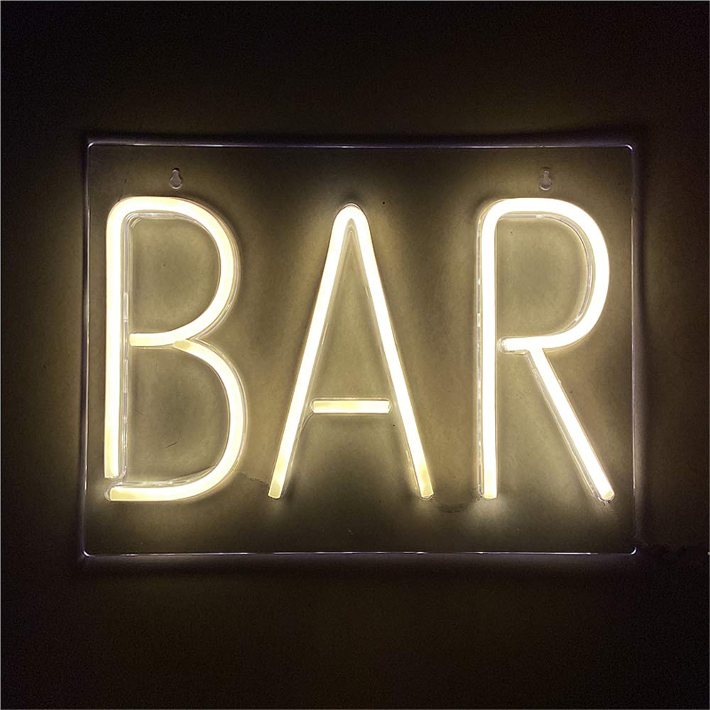 Neon Signs BAR LED Neon Letter Lights Art Wall Decorative USB Lights for Business Pub Room Wall Bedroom Birthday Party Beer Bar Bistro Party Decor Sign 15.7''x11.8''（Yellow BAR)