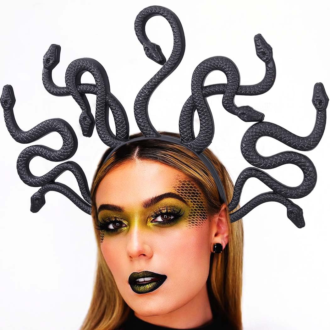 Reaky Snake Headband Medusa Headpiece Gold Snake Headbands Halloween Costume Hair Accessories for Women (Black, One size) - Image 3