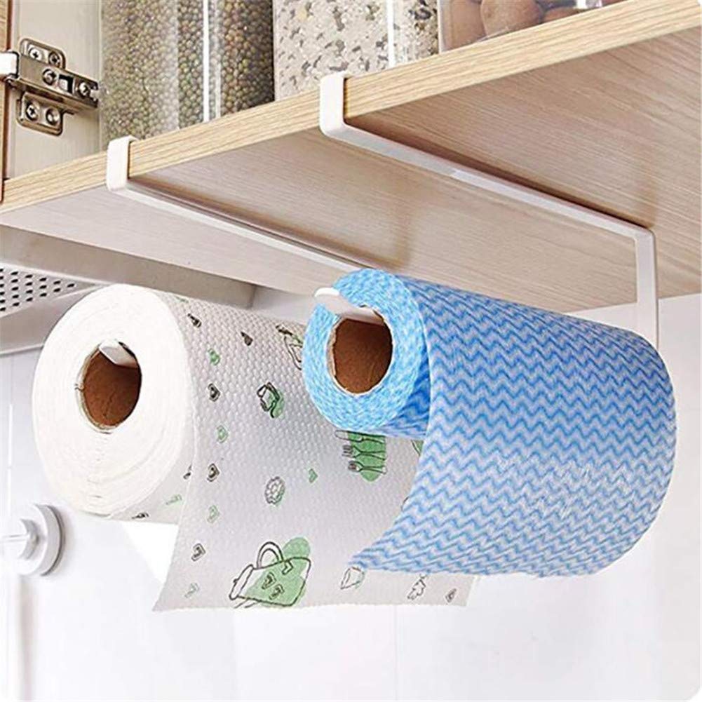 Valink 2 Pcs Iron Hook Type Toilet Kitchen Roll Paper Holder, Toilet Paper Towel Storage Rack, Sundries Organizer Home Storage Tools, Under Cabinet Cupboard Door Hanging Hook Tissue Shelf, Paper Holder Hanger
