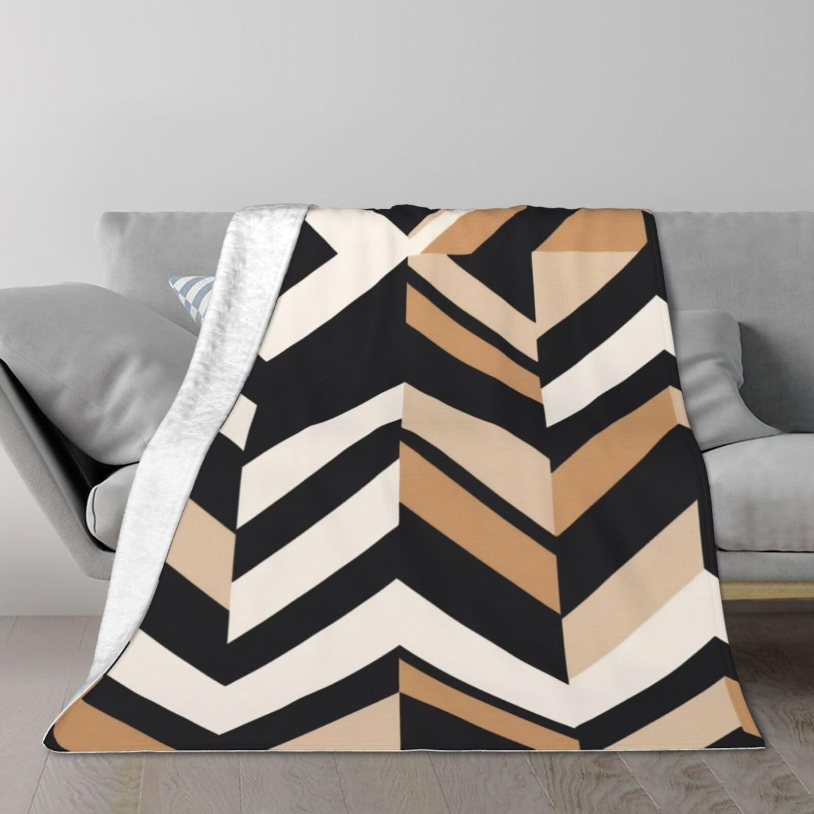 Amazon.com: Black White Tan Zigzag Printed Fall Summer Cold
