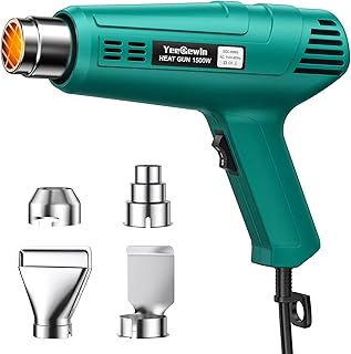 Yeegewin Heat Gun Dual Temperature Settings 800℉&1112℉, Heavy Duty Hot Air Gun Kit with 4 Nozzles, Overload Protection for...