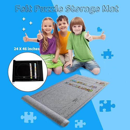 Miniatura 3 de Tapete de almacenamiento para rompecabezas enrollable, almohadilla de fieltro individual para hasta 15002000 piezas, sin arrugas plegadas para