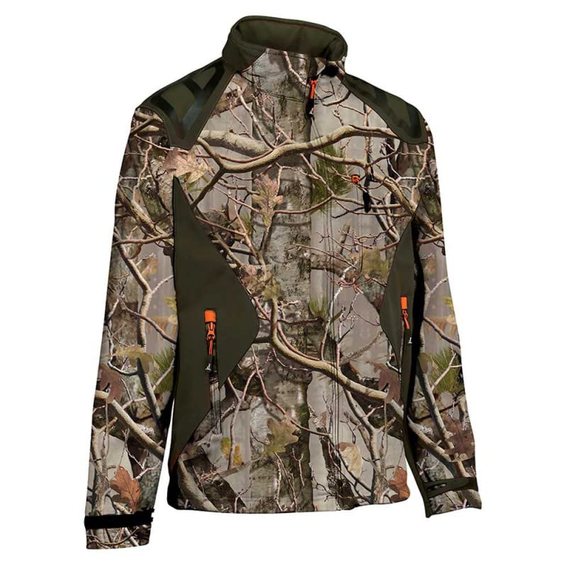 Percussion® Giacca softshell mimetica mimetica giacca da caccia per caccia alla pirateria da uomo con molte tasche e membrana (impermeabile, antivento e traspirante)