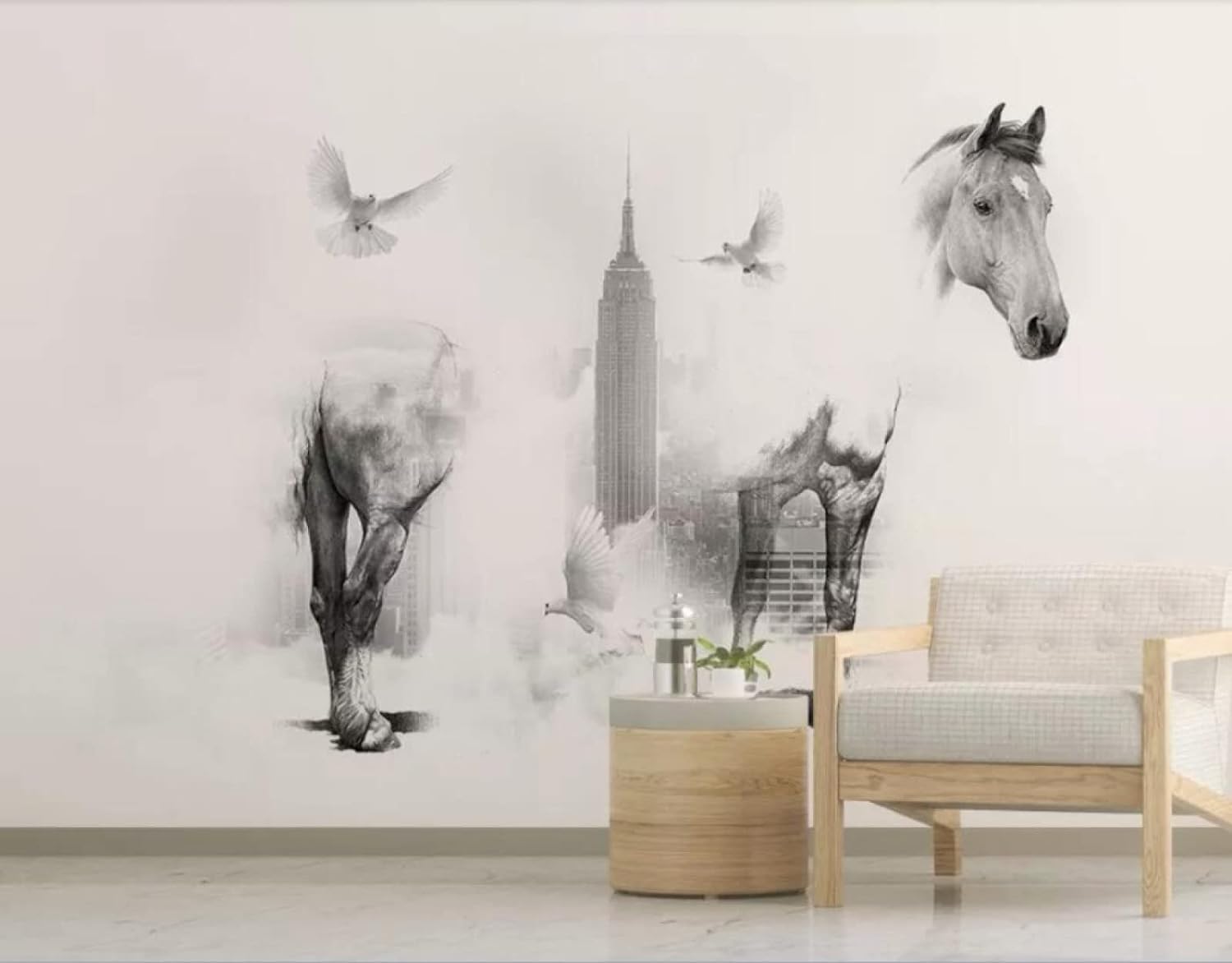 Papier Peint Photo 3D Cheval pour créer une ambiance nature dans la chambre d'enfant