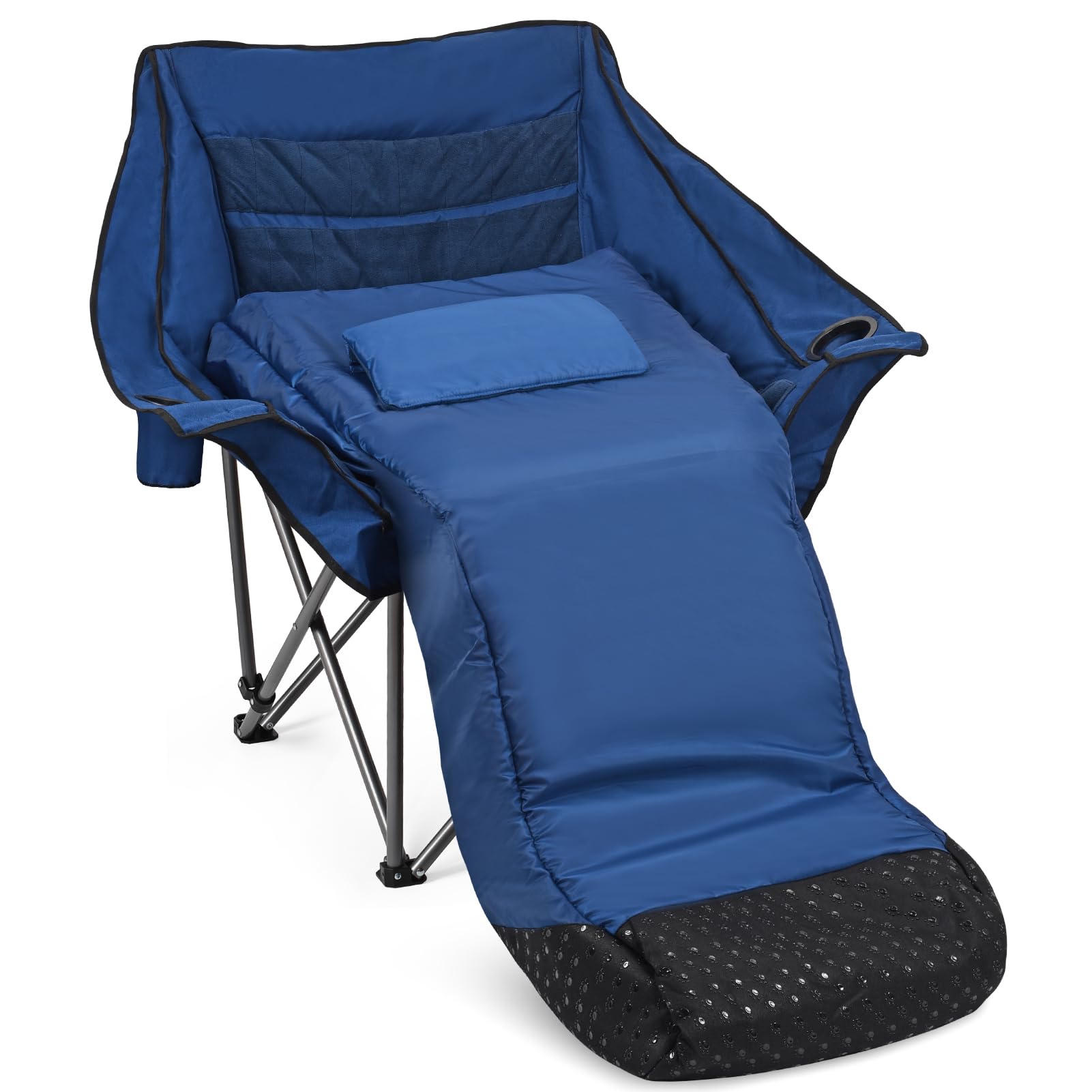 Oversized Fully Padded Camping Chair with Removable Foot Pocket, Heavy Duty Comfy Folding Camp Sports Chair for Adults, Summer, Winter, Outdoor, Ice