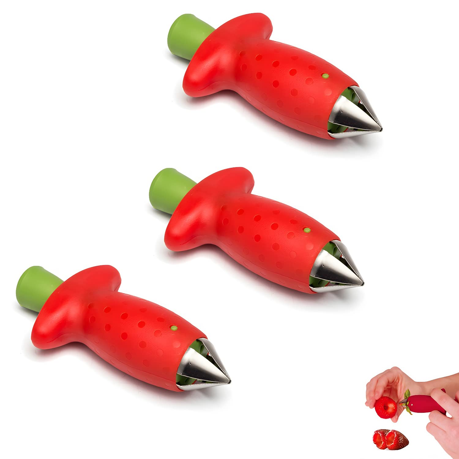 3 Stück Erdbeerstielentferner - Praktische Küchenhelfer Für Weiches Obst