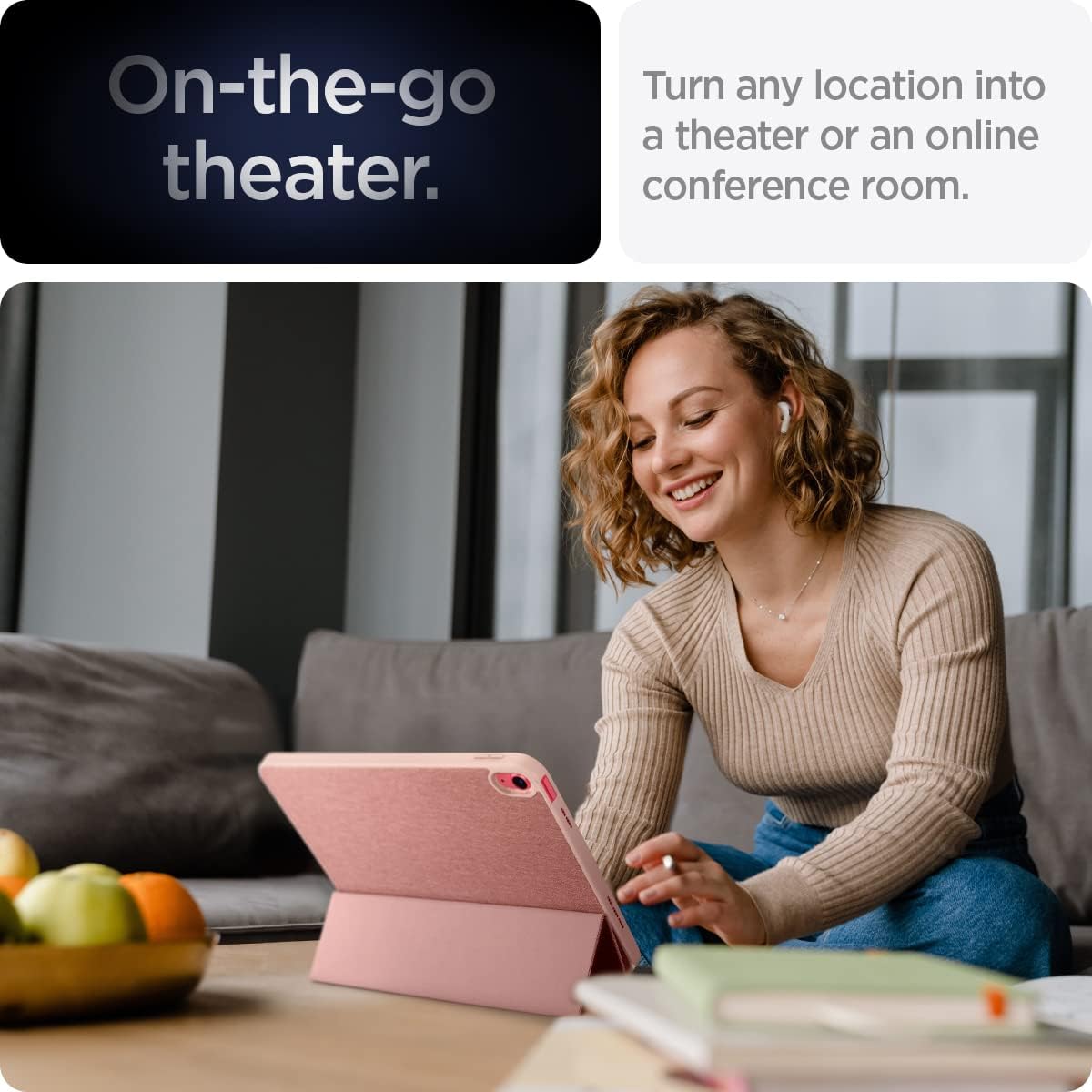 Spigen Urban Fit Designed for iPad 10.9 inch Case iPad 10th Generation Case (2022) with Pencil Holder - Rose Gold