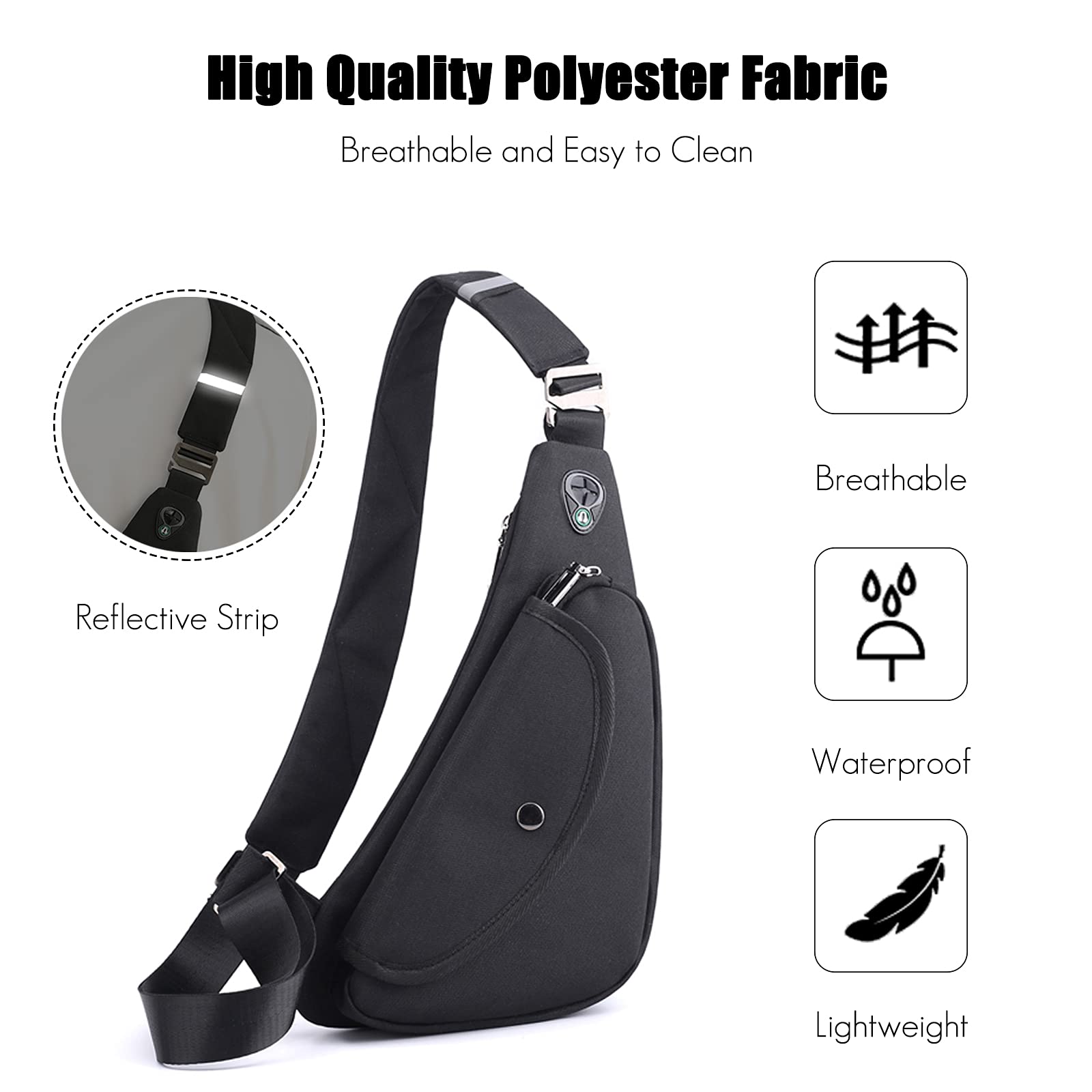 FANDARE Ultraligero Bolsos Cruzados Bandoleras Hombre Bolsa de Pecho Niño Sling Bag para Deportiva Viaje Ciclismo Hiking Camping Aptitud Casual Daypacks
