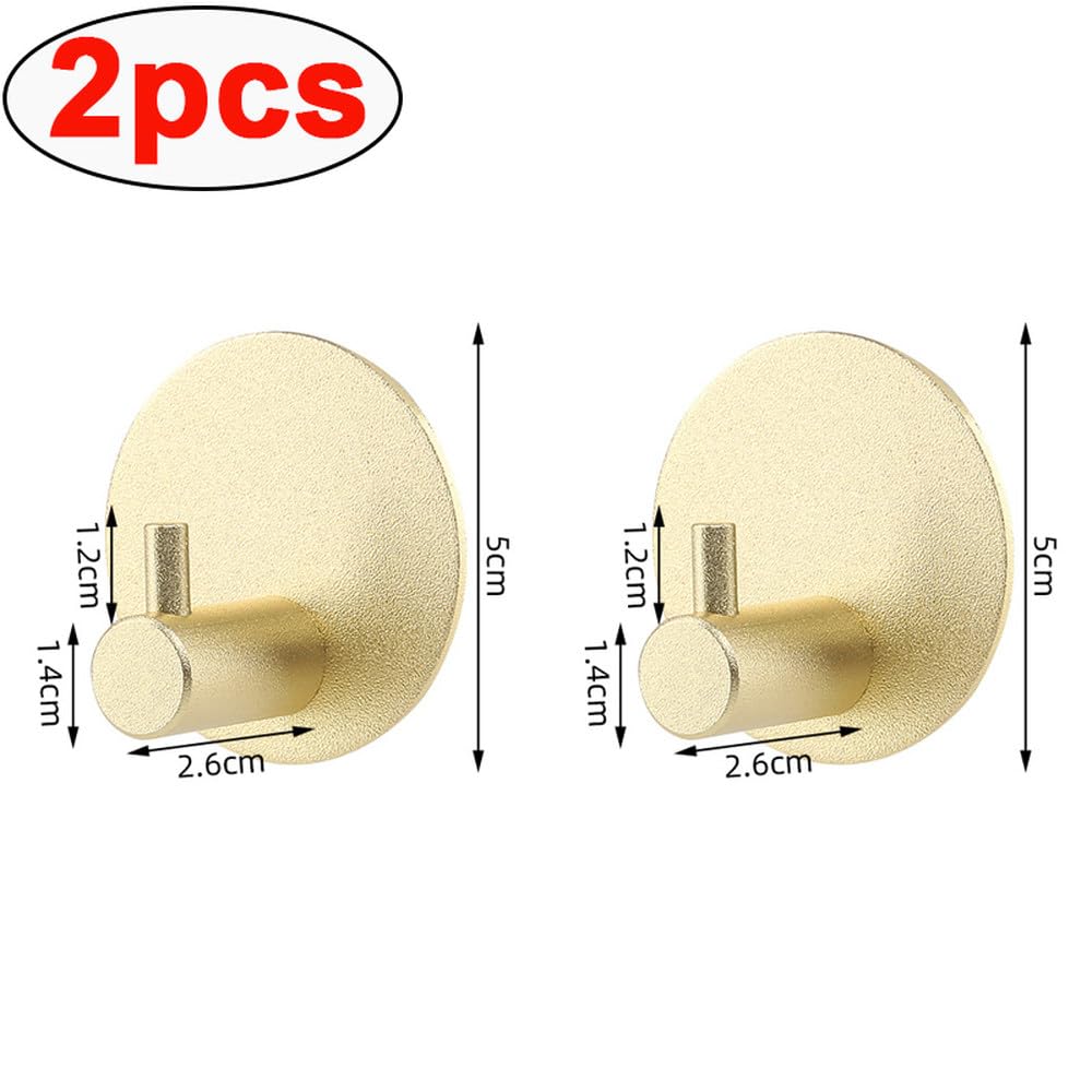 2 piezas multiusos gancho de pared puerta llave paño abrigo baño bata percha gancho cocina hardware estante estante bolsa gancho organizador colgante, B, oro, 1