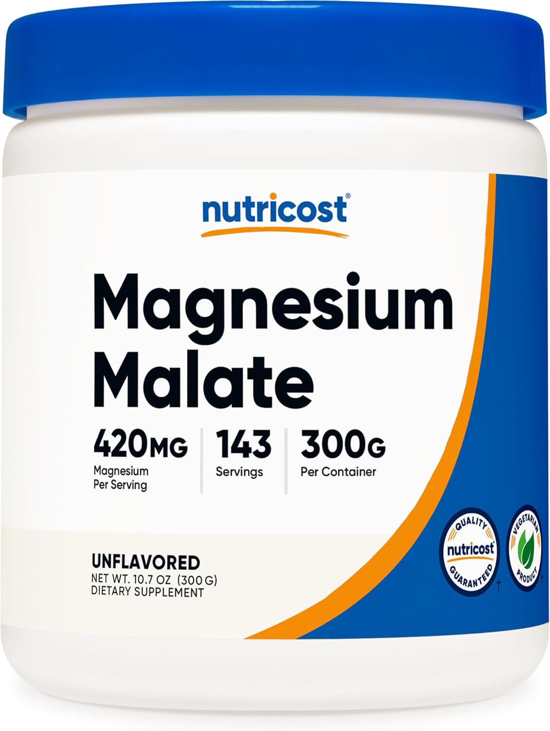 Nutricost Magnesium Malate Powder (300g) - 420mg of Magnesium Per Serving - Non-GMO, Gluten Free