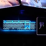 Merdia Hot Swappable 104 Clés mécaniques pleine taille PC Clavier de jeu de bleu commutateur blanc mécanique filaire claviers d'ordinateur LED Allumé en arrière 104 Clés US Étalonnage du clavier de jeu filaire