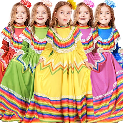 Vestido Mexican para Niñas Talla Large Azul miniatura 3