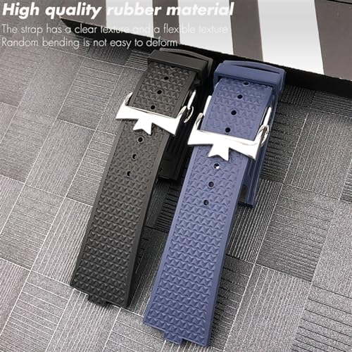 DFAMIN Pulseira de relógio fluororubber tipo convexo de qualidade 24 x 7 mm para Vacheron Constan Ov