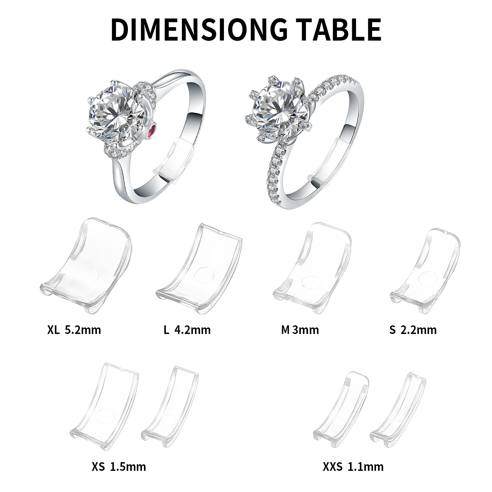 24 Pièces Réducteur Invisible Silicone pour Anneau - Sizer Adjuster de 4 Tailles - Homme et Femme