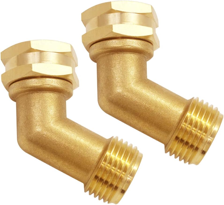 Joywayus 3/4" GHT Garden Hose 45Degree Elbow Brass Hex