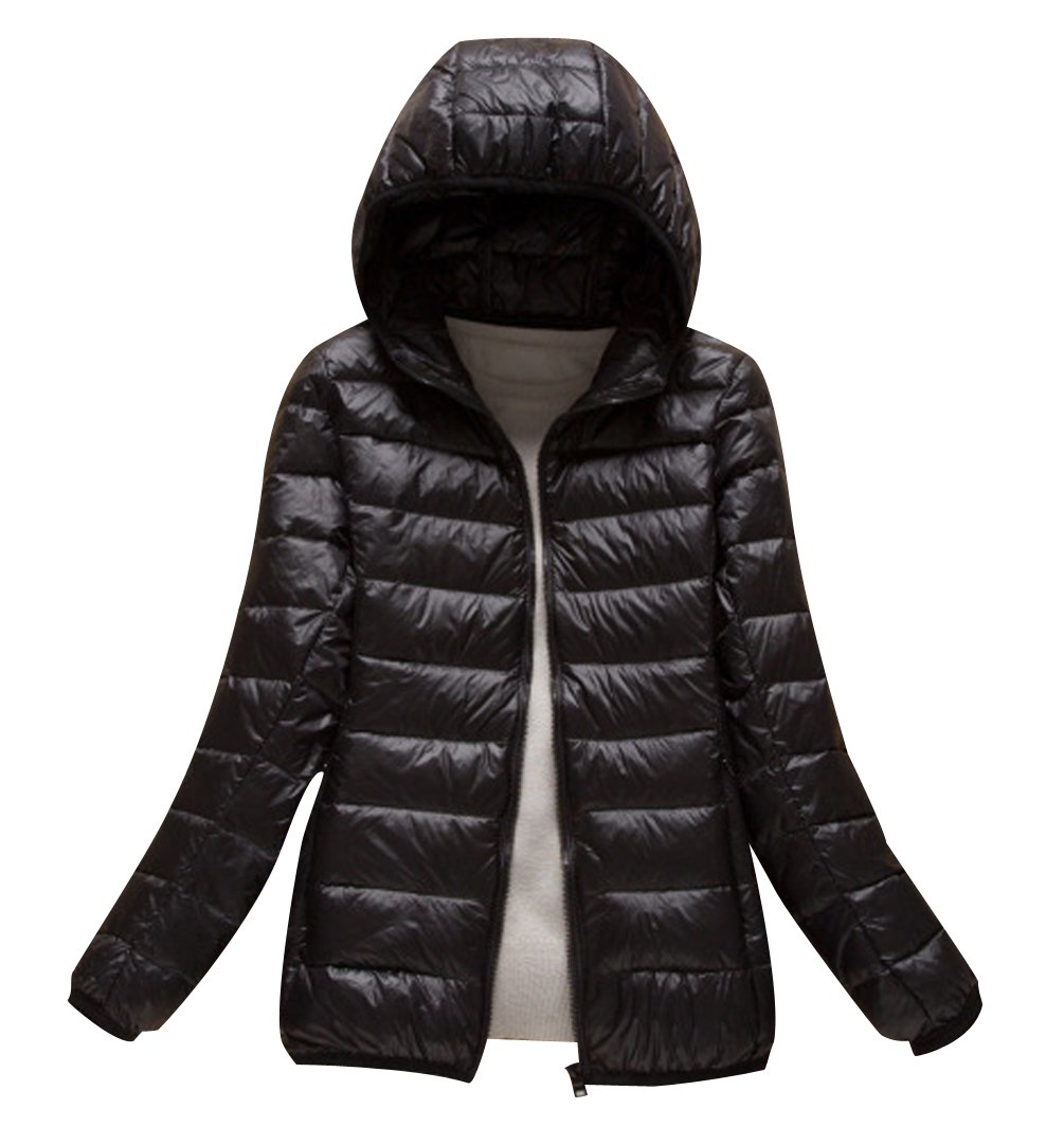 Abrigo Plumas con Capucha Mujer Abrigos Acolchado Plumiferos Ligeros Chaquetas Chaquetones Plumon Anorak Plumifero Corto Cazadoras Chaqueta Acolchada Mujer Plumas Ultralight Invierno Negro S
