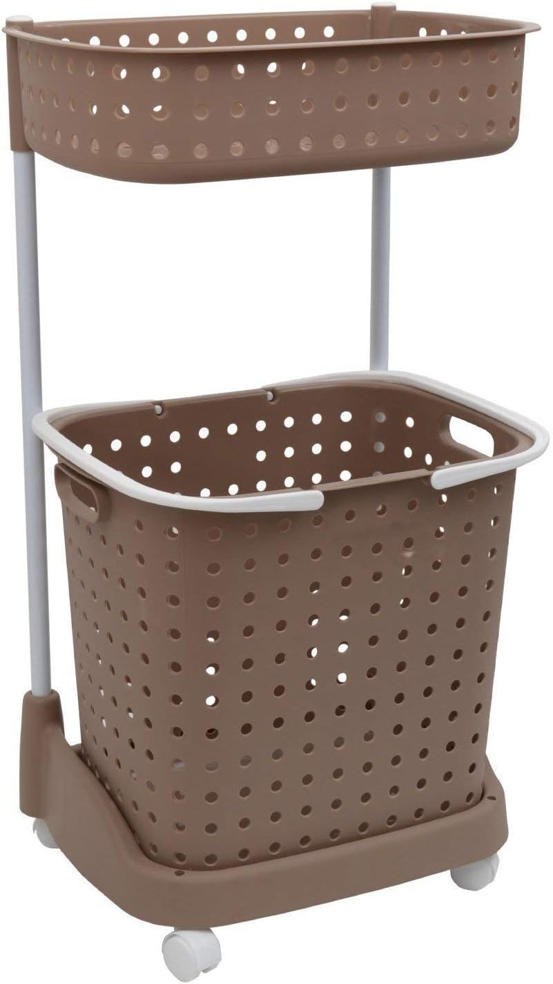 YFXOHAR Plastic Fodable Laundry Basket/Movable Laundry Basket/Washing Clothes Storage Basket/Bin with 2 Layer