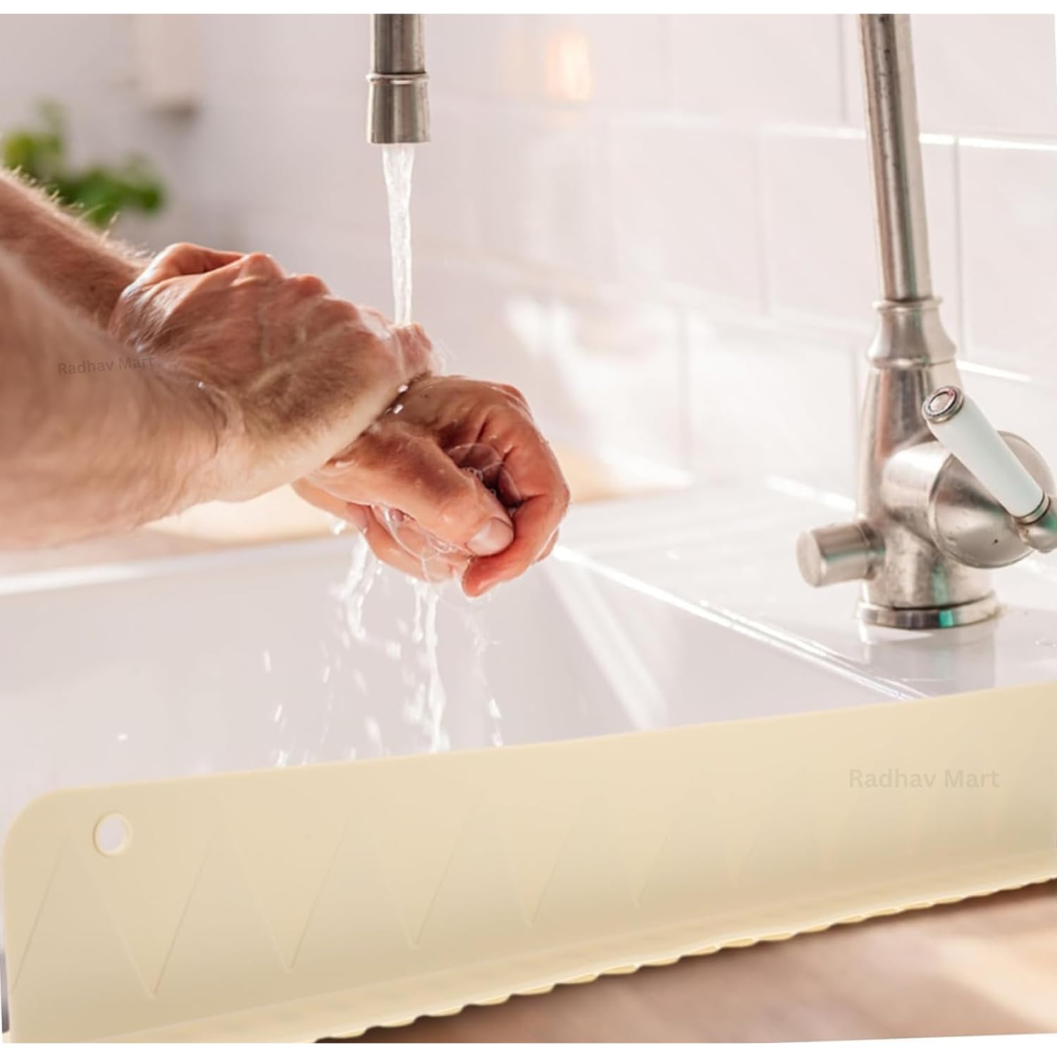 Radhav Mart Sink Splash Guard | Silicone Countertop Suction Barrier | Kitchen Water Splash Protector | Anti-Splash Shield | Flexible Water Blocking Strip | Kitchen Tools & Accessories 2