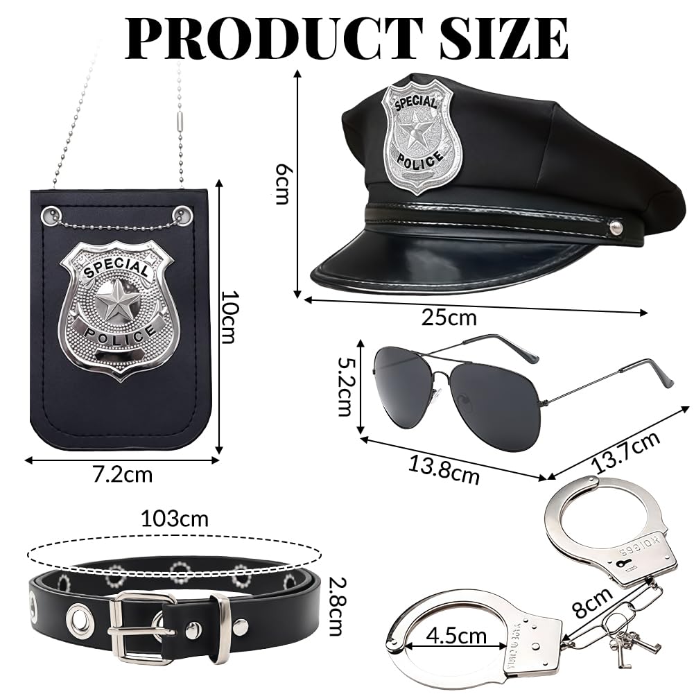 SKIPTHYBER Police Costume Accessories P-olice Fancy Dress Accessories Including Police Hat - Image 2