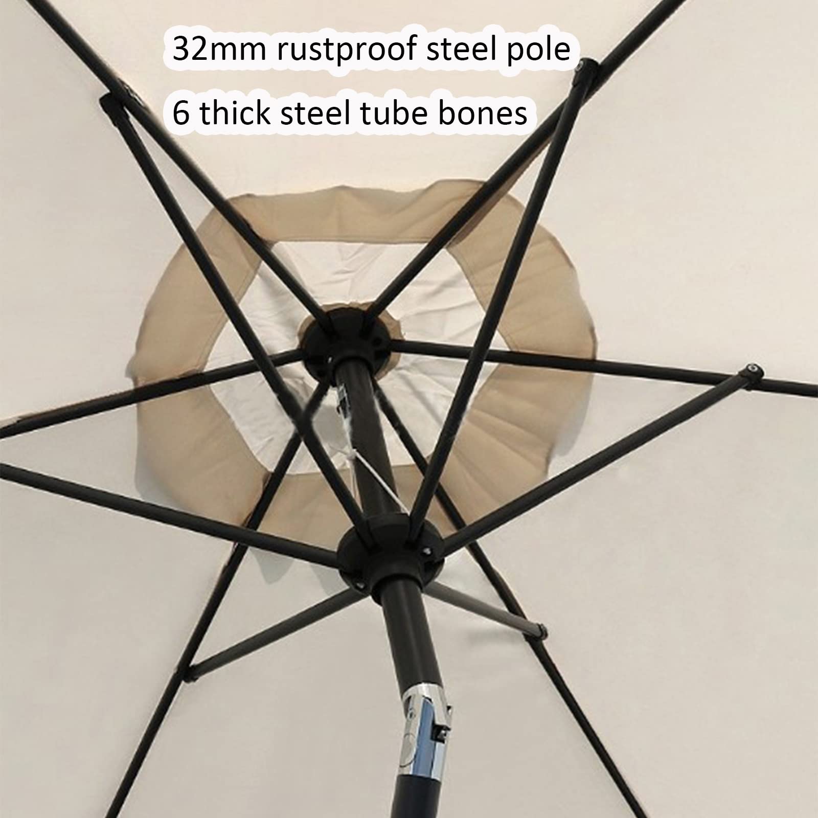 Parasol z automatyczną korbą 180/200 cm, parasol ogrodowy, na patio, do ogrodu, na balkon, parasol zewnętrzny z ochroną przeciwsłoneczną, UPF 50+, parasol przeciwsłoneczny na plażę (5