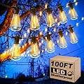Zuske 100FT Outdoor String Lights, LED Patio Lights with 50+3 ST38 Vintage Edison Shatterproof Bulbs, IP65 Weatherproof Outside Hanging Lights for Backyard Bistro Cafe Garden(50FTx2)