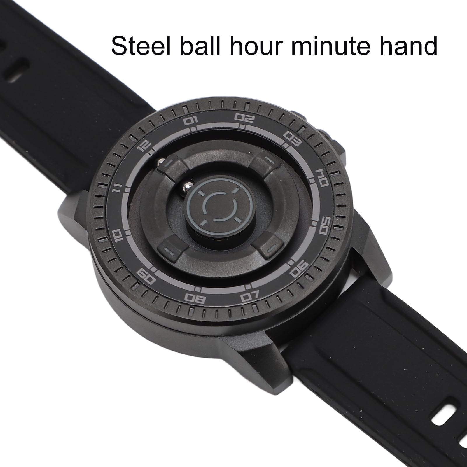 Pilipane Mataje de suspensión magnética Innovador Reloj de muñeca de Cuarzo Impermeable fría para Parejas Diseño Unisex de Concha Negra con caparazón Fuerte y Pantalla sin Espejo 41 mm