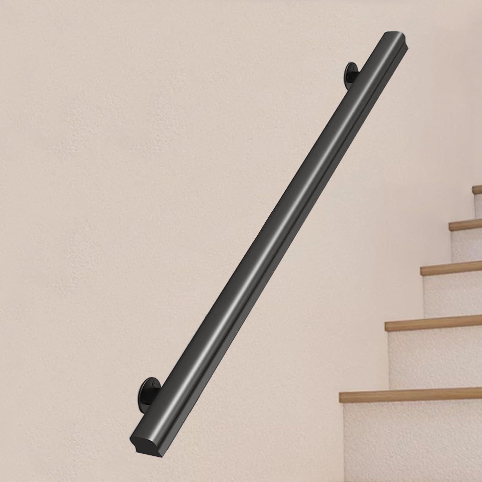 GHFXSCV Modern Black Solid Wood Stair il - 13.1ft Non-Slip Banister Railing for Safe Interior & Exterior Steps - Sturdy Safety Handle for Staircase Balusters