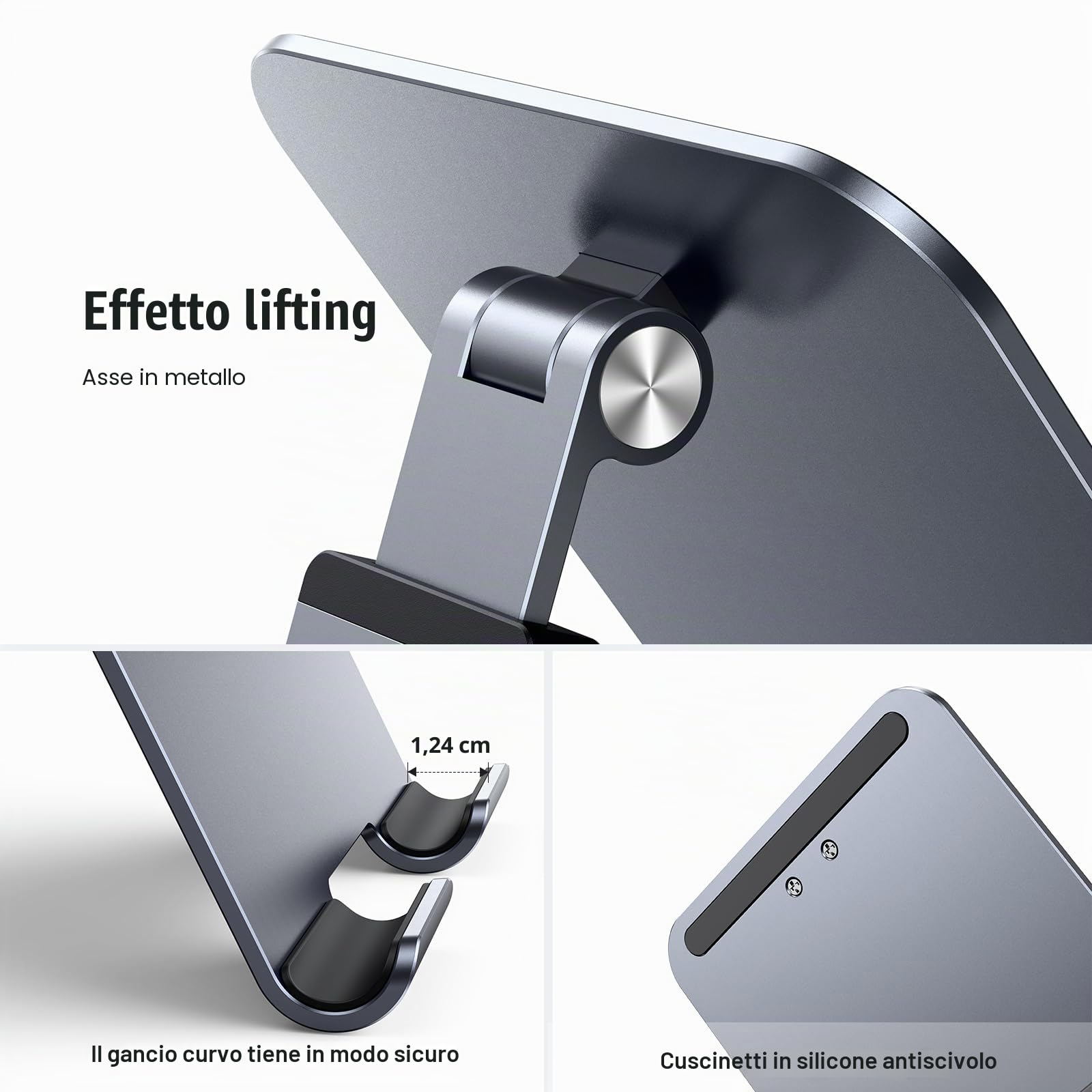 UGREEN Supporto Tablet Tavolo Alluminio, Porta iPad per Scrivania Regolabile di Alluminum Compatibile con Galaxy Pad, iPhone 16 Plus Pro Max ed Altri Dispositivo Fino a 12,9 Pollici