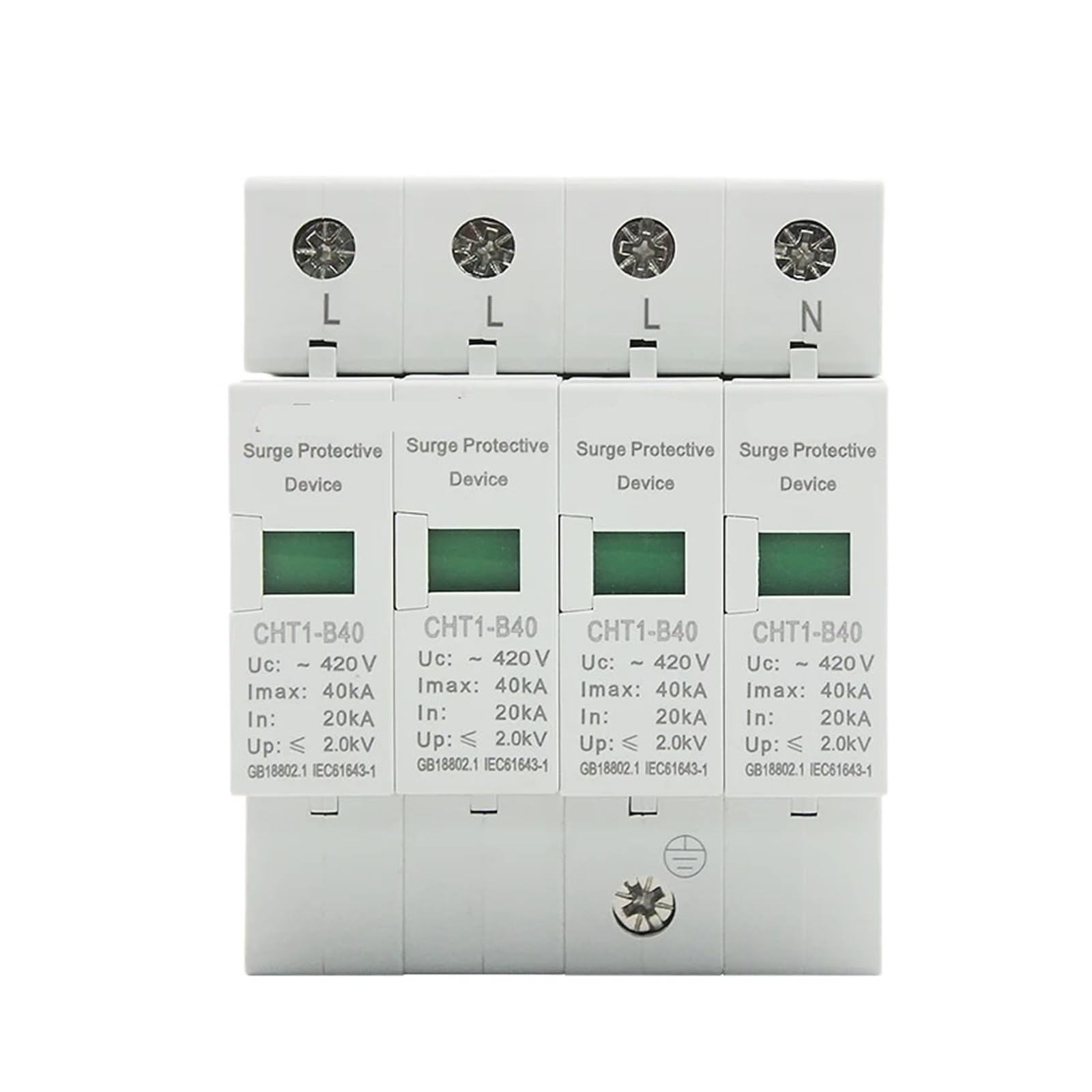Disyuntor CHT1-B40 AC SPD 4P 20KA ~ 40KA Protector contra sobretensiones doméstico Montaje en riel Din Dispositivo pararrayos de protección rayos for sistema fotovoltaico
