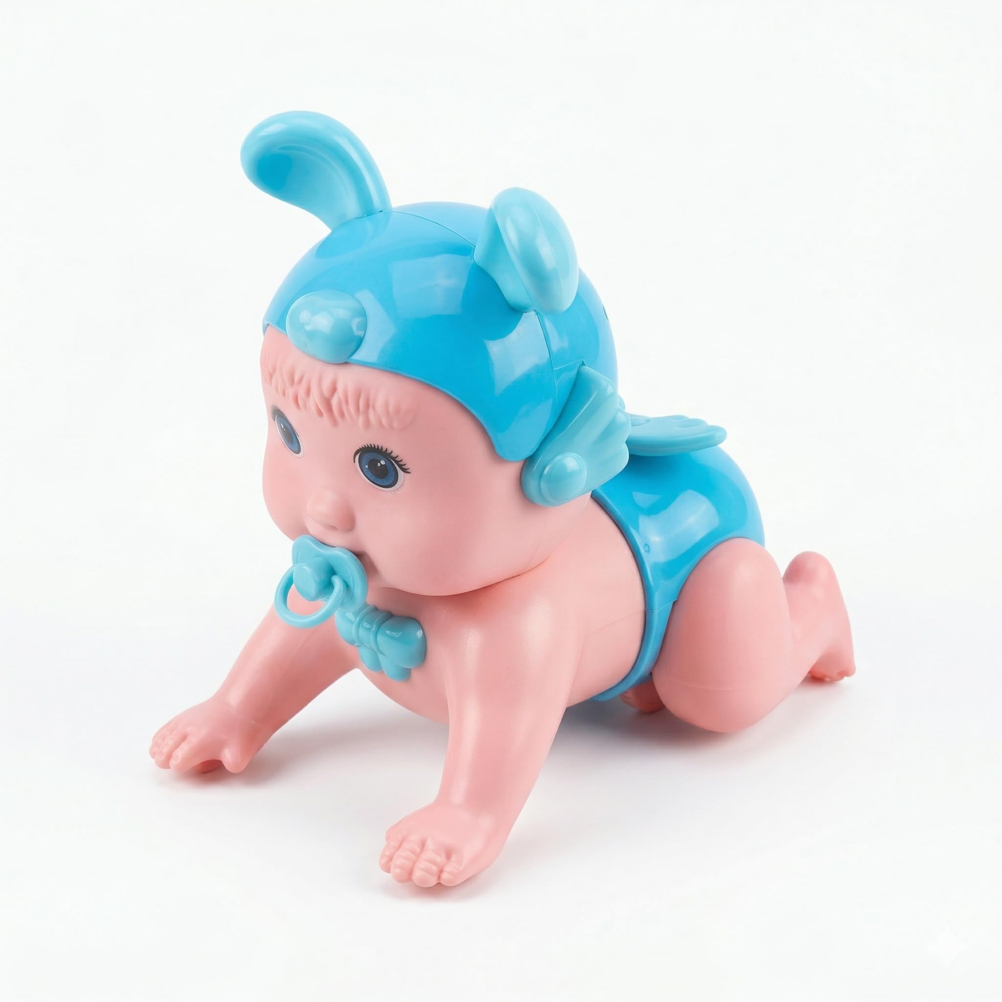 Kids Aura Toy’s Blue Bumble-Baby Crawling Toy - Pull Back and Go Friction Powered Infant Action Toy with Moving Bunny Ears and Pacifier for Toddlers-picture-11