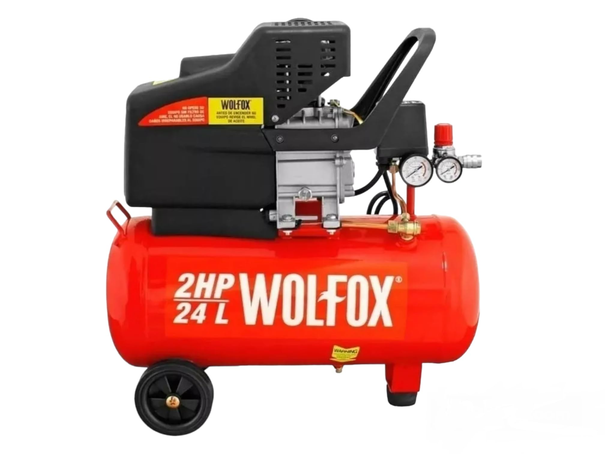Compressore ad Aria Compressa 24 Litri 1500W Potenza 2HP 8cfm Lubrificato ad Olio con Doppio Manometro Compressori d'aria Portatile Carrellato