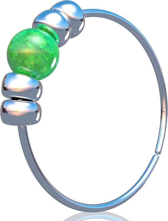 Comfortable Silver Nose Ring Hoop - Handmade Sterling Silver with a 2mm White Opal - Thin Hypoallergenic 24 Gauge Wire 7mm Nose Piercing Jewelry
