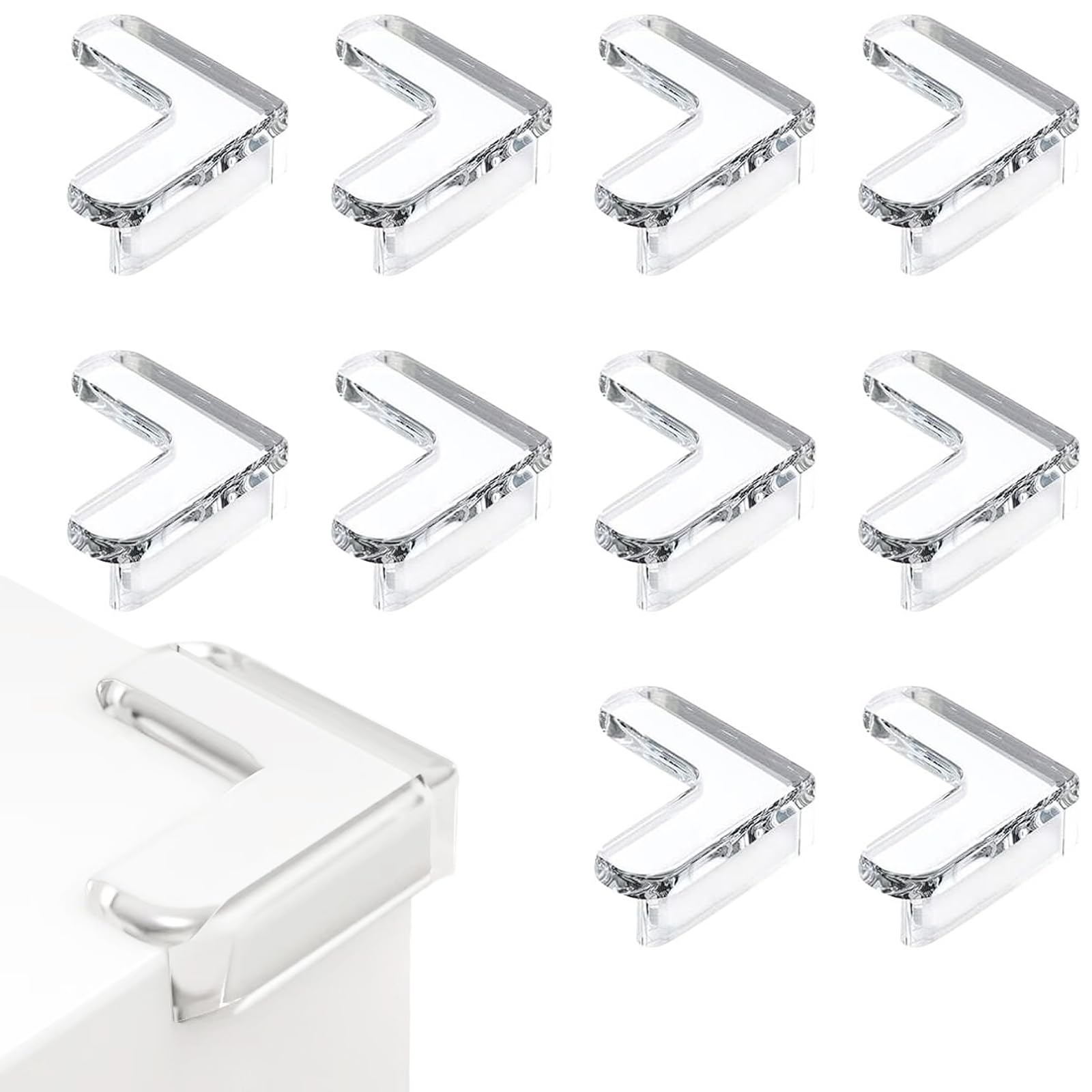 Sinjaetrq Transparent Corner Protectors For Kids 10 Pack，Baby Proofing Clear Table Corner Guards，Edge Protector， Anti-Collision Safety For Sharp Furniture Corners