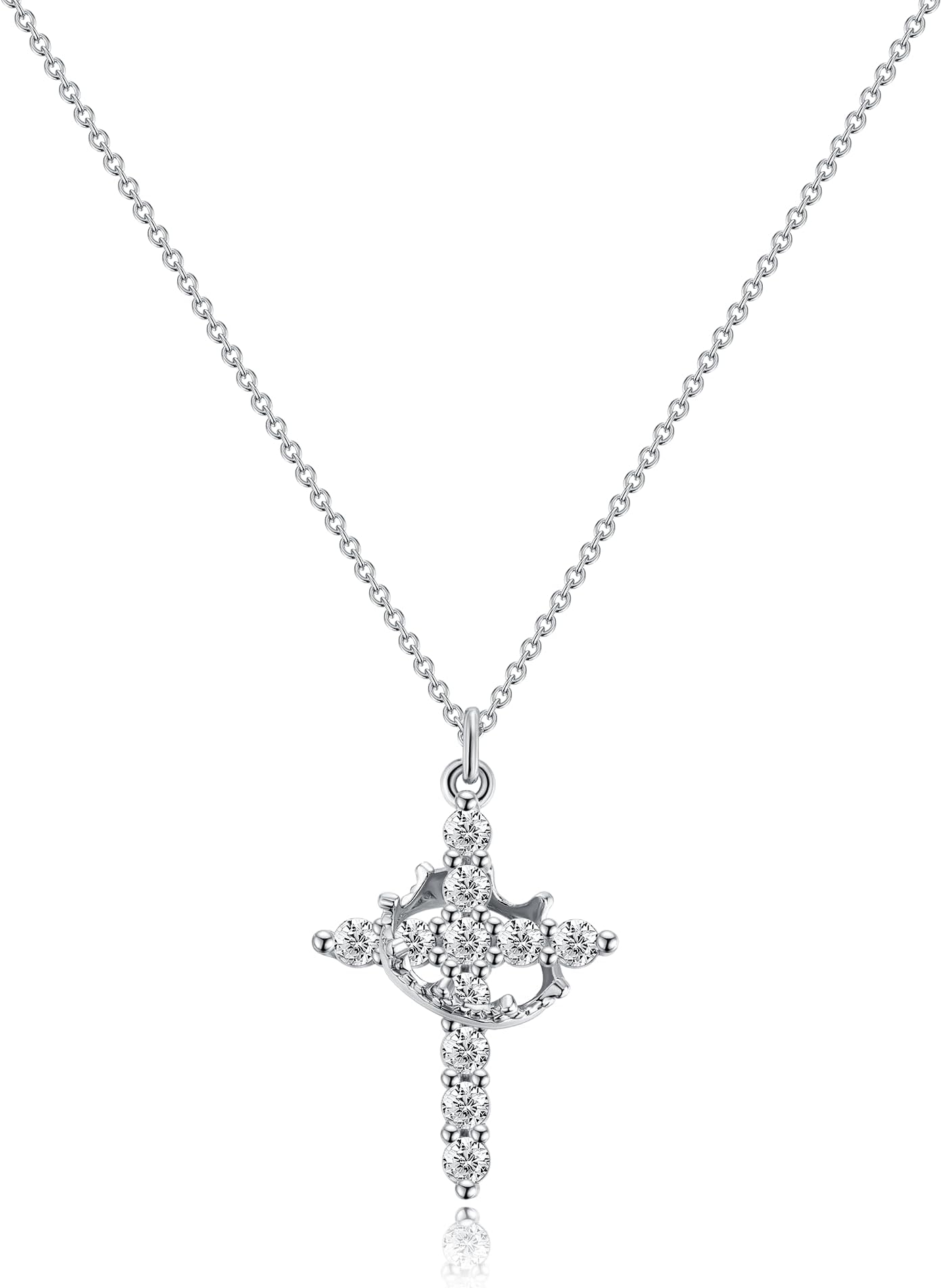 18k Gold/Silver Plated Simple Evil Eye Turquoise Cross Pendant Choker Necklace Simple Tiny Necklace for Women Girls