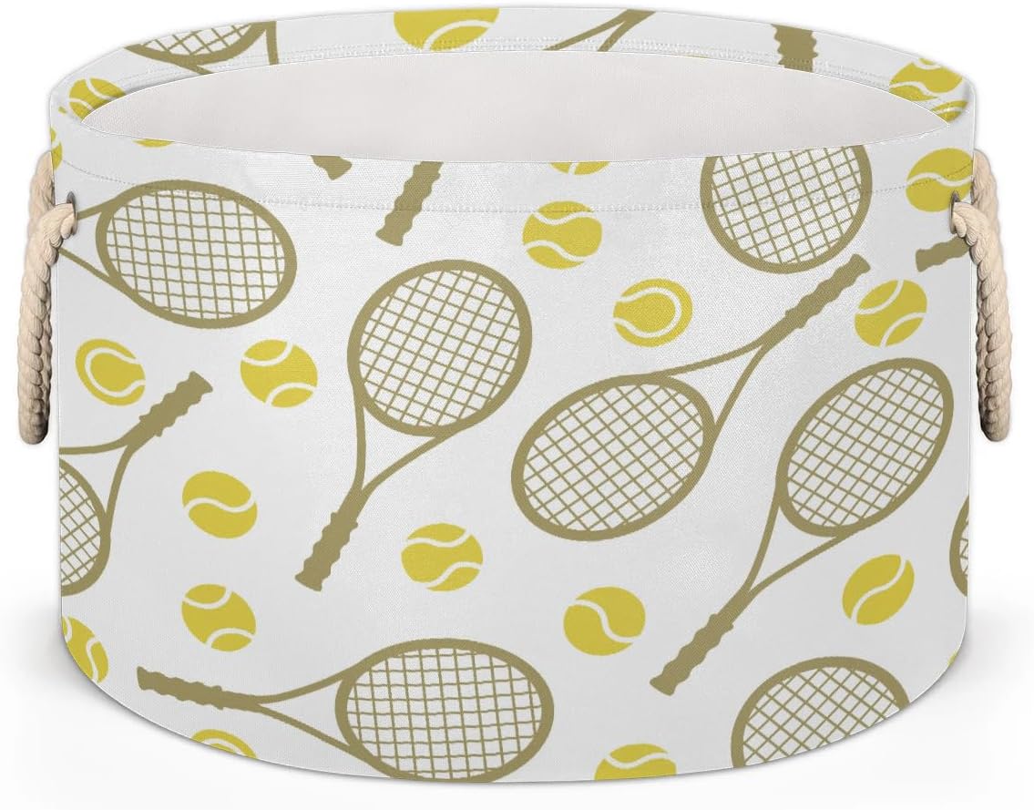 Pardick Large Round Storage Basket Sports Tennis Collapsible Circle Storage Bin Laundry Hamper With Handle for Kids Boy Girls Toy Bedroom Living Room Nursery Home Room Decor Storage Organizer