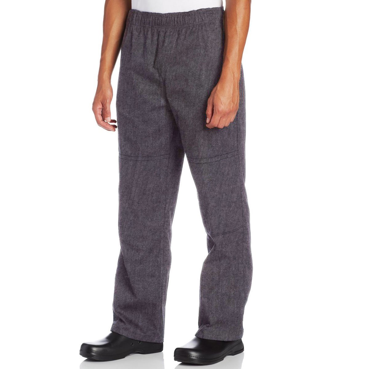 Chef Code Men's Double Knee Baggy Chef Pant (Heather Charcoal, M)