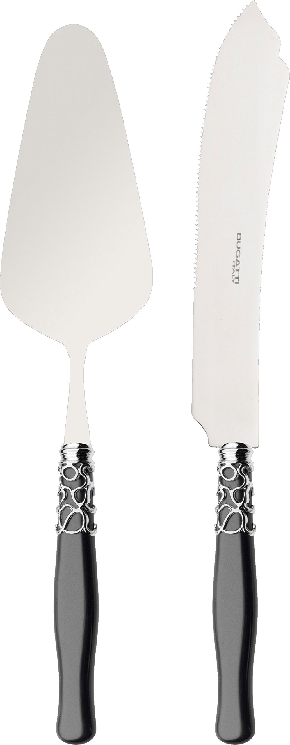 BUGATTI SECNM-N1920/21 Selene Lot de 2 Pièces Service pour Gâteau Acier/ABS Noir 30,5 x 14 x 3 cm