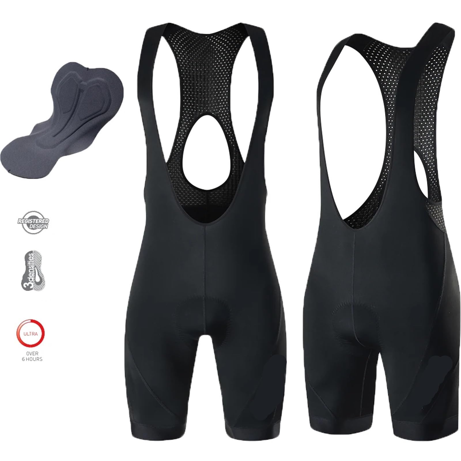 Pantaloncini Da Ciclismo Uomo Pantaloncini con bretelle da ciclismo per uomo, corti, estivi, per MTB, imbottiti, asciugatura rapida, ideali per 6 ore