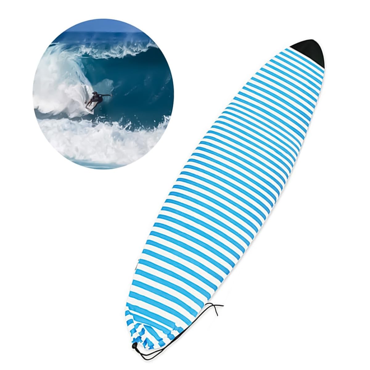 Sarini Sockenüberzug für Surfbretter,schnelltrocknende,Dehnbare Surfbretttasche mit Kordelzugverschluss – gepolsterter Nasenschutz,Surfzubehör