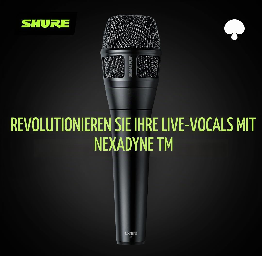 Shure Nexadyne 8/S - Dynamisches Supernieren-Gesangsmikrofon mit Dual-Engine Technologie, fokussierte Tonaufnahme, Zuverlässigkeit - Ideal für Sänger, die maximale Isolation benötigen, präzise