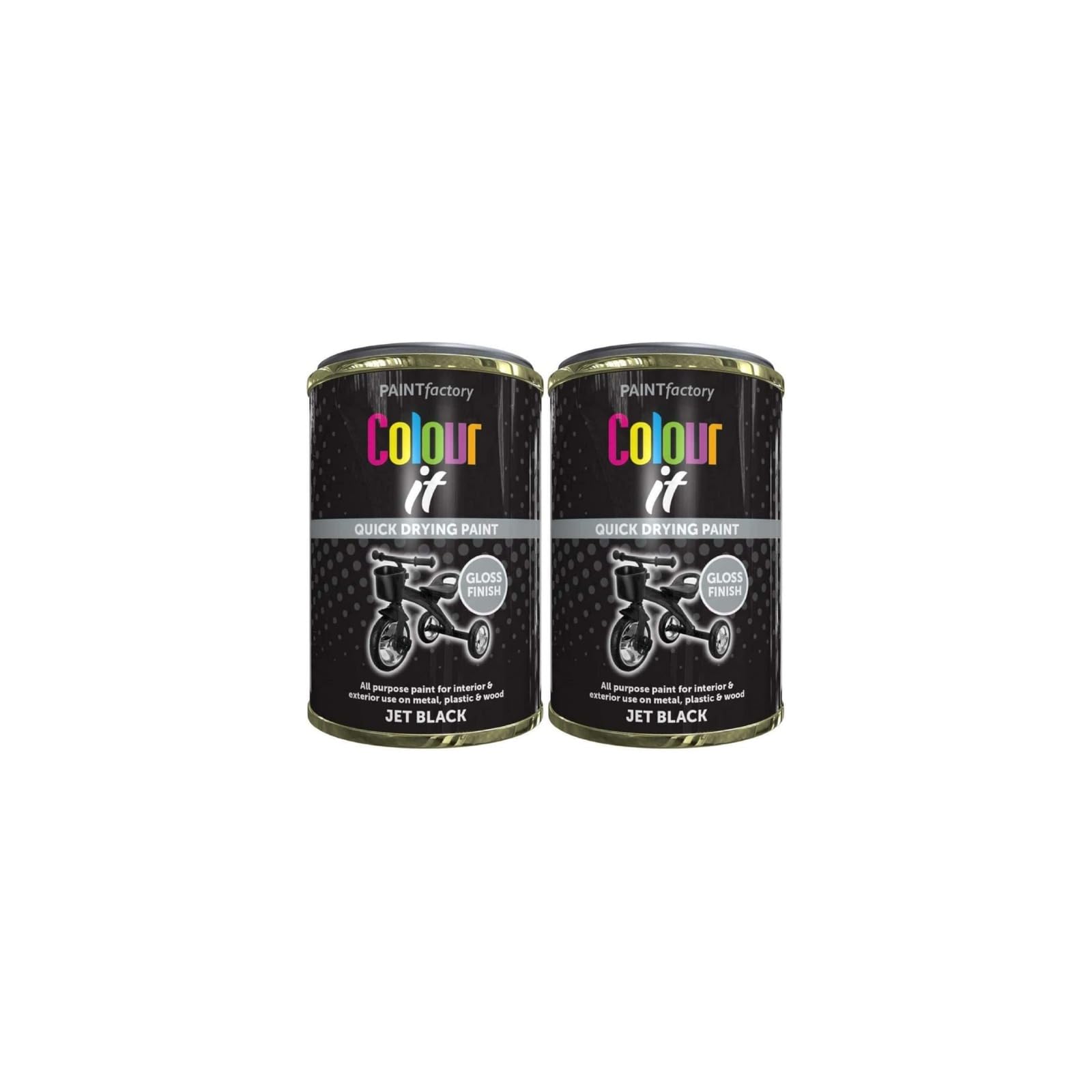 SDMAX Jet Black Gloss Paint Tin, Durable And Long Long-Lasting Protection, Non-Cracking, Quick Drying, Easy To Use, Interior And Exterior Use On Metal, Plastic, Wood, 300ml (2PCS)