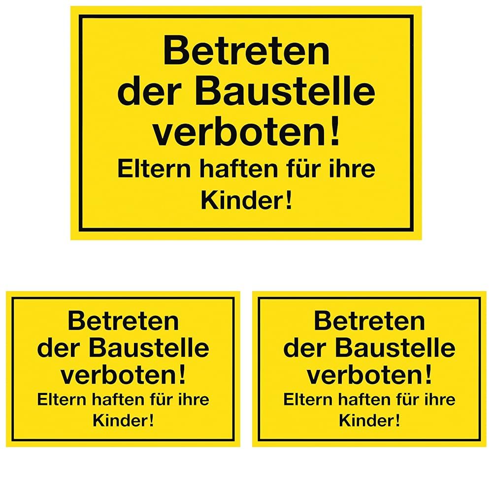 Metafranc Hinweisschild "Betreten der Baustelle verboten!" - 300 x 200 mm/Beschilderung/Verbotsschild/Zutrittsverbot/Privatgrundstück/Baustellenkennzeichnung/Gewerbekennzeichnung / 500230