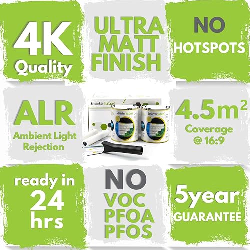 Miniatura 5 de Smarter Surfaces Ambient Light Rejecting Projector Screen Paint 48ft  Proyecciones interactivas HD 4K mejoran las imágenes reflejadas en