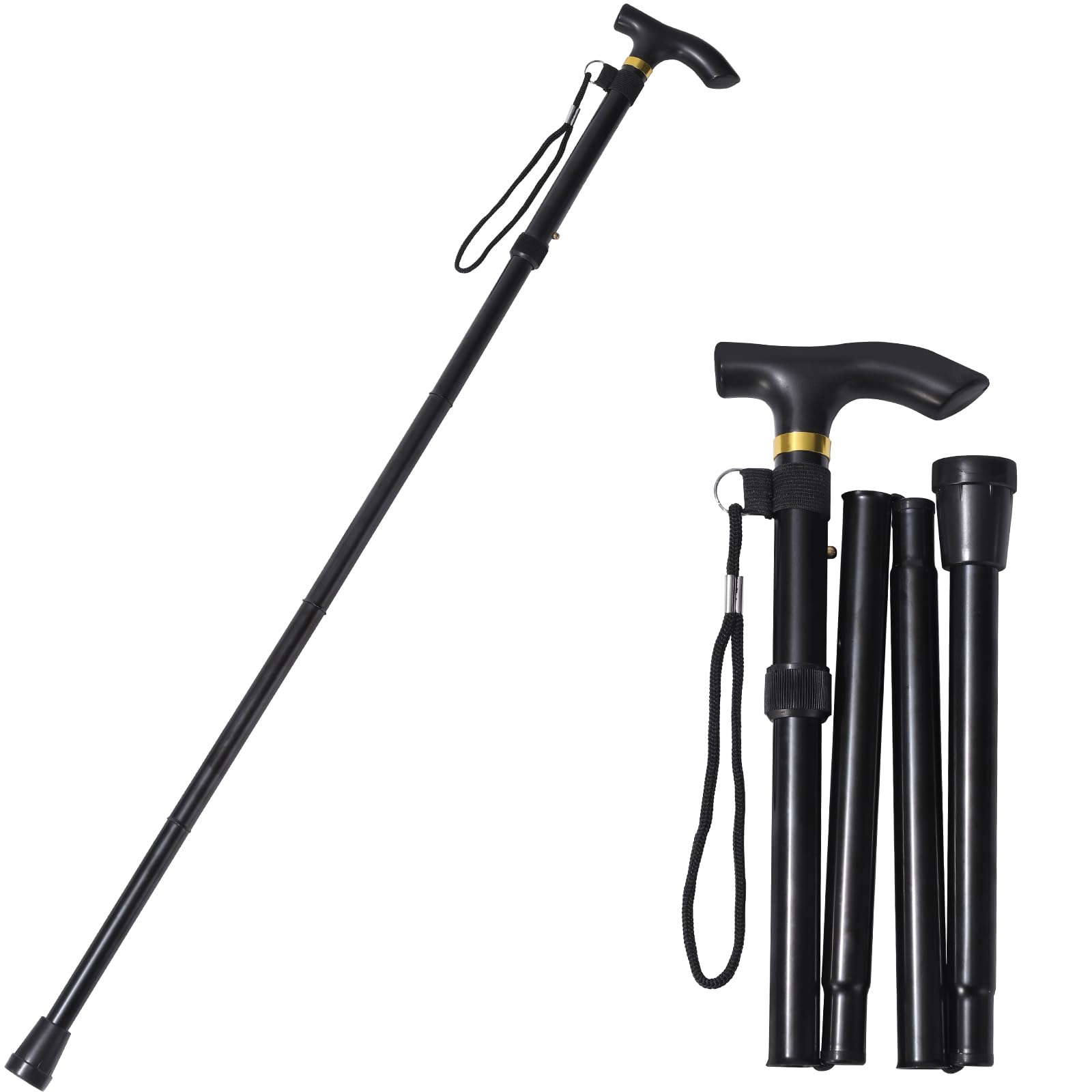 Walking Cane ZIYIZE Folding Walking Cane | Lightweight, Adjustable, Anti-Slip, Portable Cane for Seniors Adult Men and Women | Folding Canes | Ergonomic Wheeled Handle