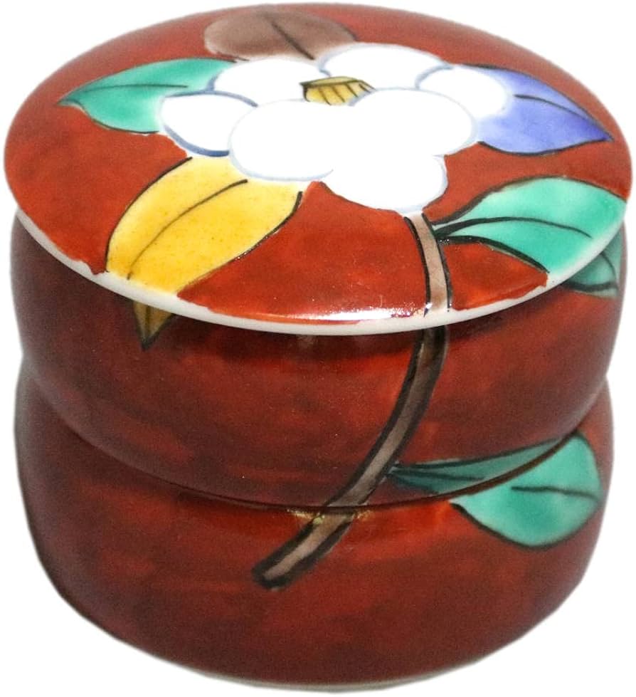 Amazon | 椿 赤 二段重 ミニ重箱 九谷焼 ‖ 磁器 径7cm 高さ6cm 和食器