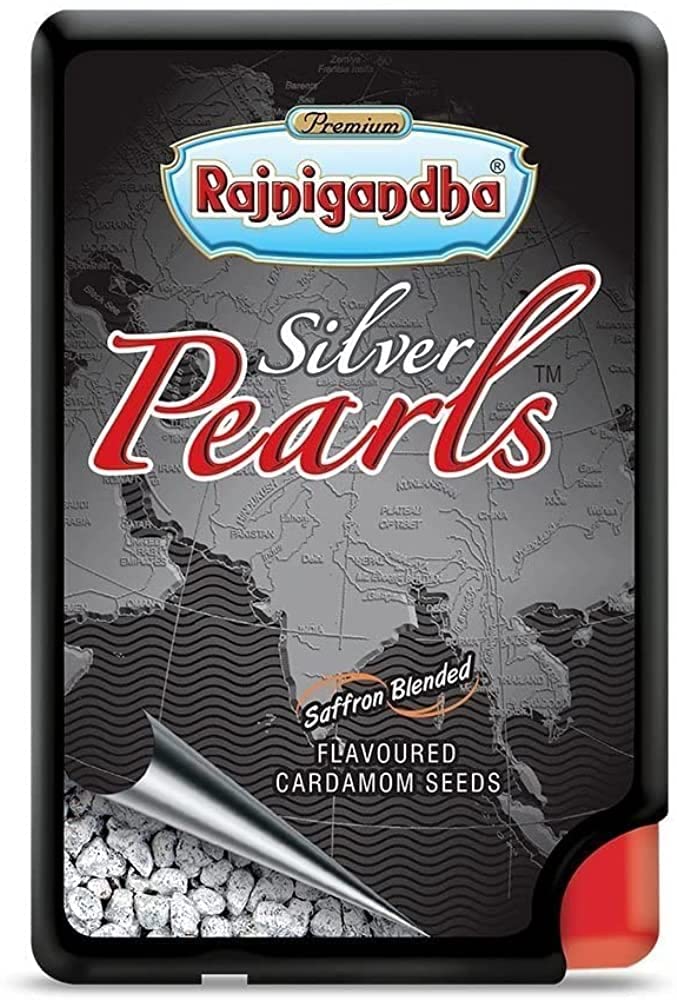 Aromatic Rajnigandha Silver Pearls Saffron Blended Flavored Cardamom Seed Mouth Freshner (Pack of 20)
