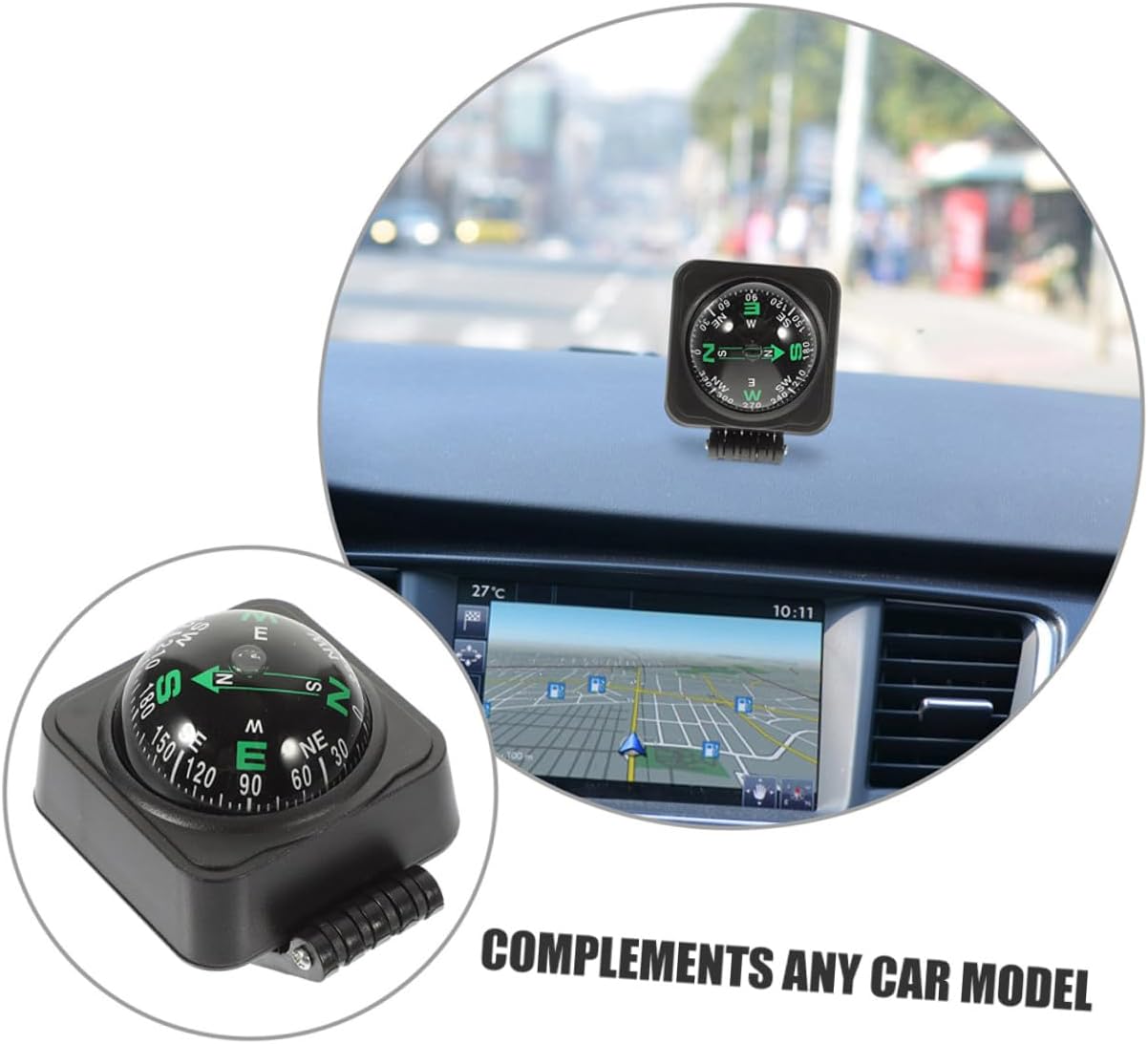 Adjustable Dashboard Compass Ball 2pcs for Car Truck Boat Self-Adhesive Vehicle Navigation Compass for Outdoor Driving